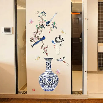 3D Large Vase Wall Sticker – Floral Design